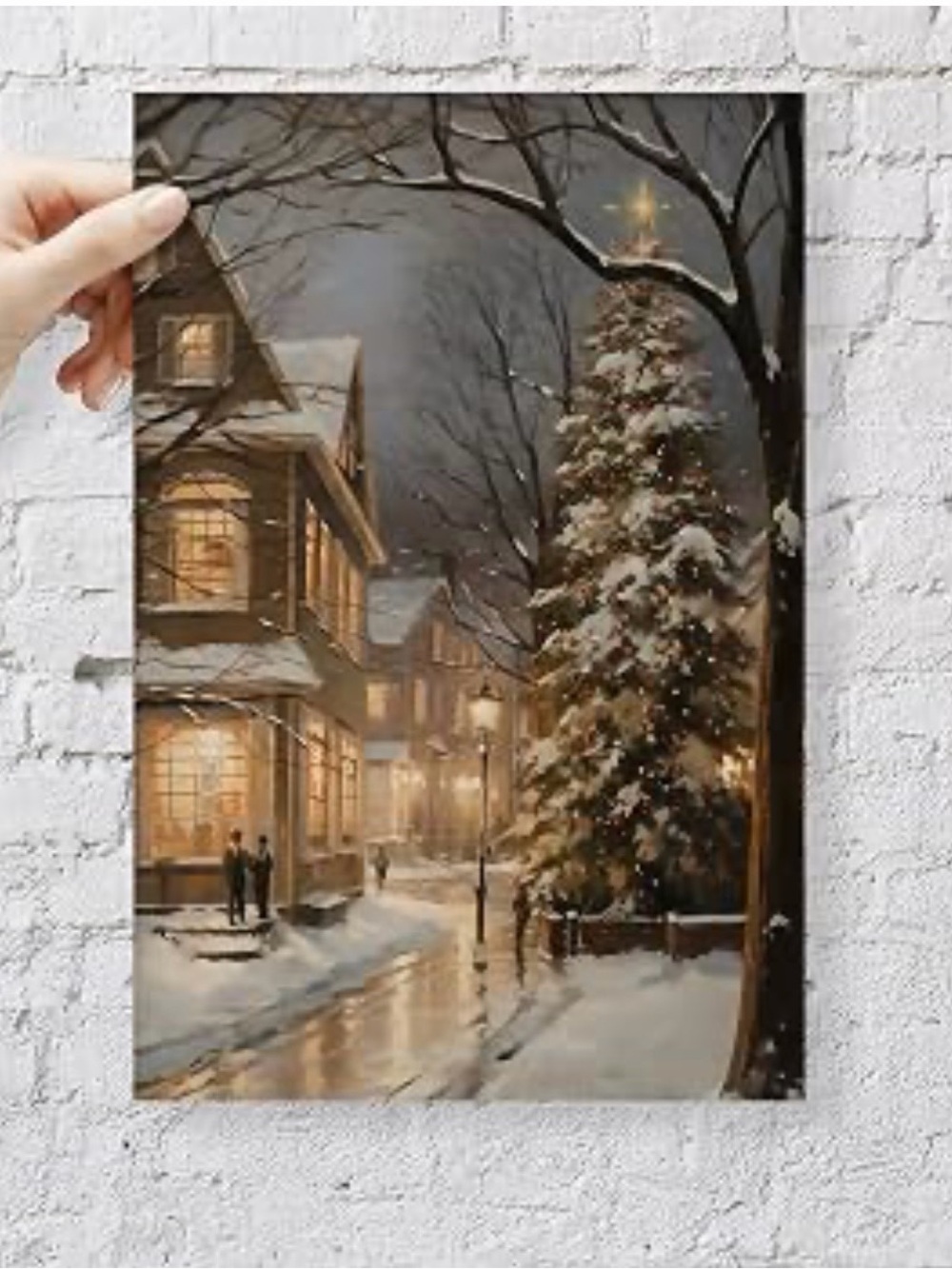 VINTAGE Christmas Canvas Wall Art Landscape Painting